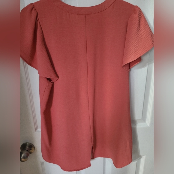Como Blu Peach Flutter Sleave Blouse size small - Picture 2 of 4